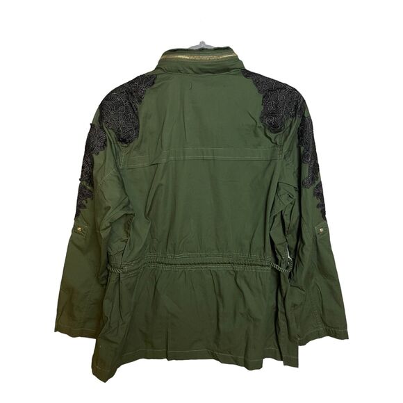 denim 24/7 Army Green Dress‎ Jacket with Black Lace Trim Size 16W NWOT - Picture 6 of 12